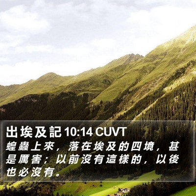 出 埃 及 記 10:14 CUVT Bible Verse Image