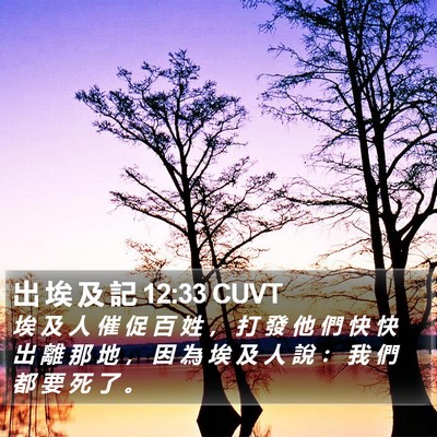出 埃 及 記 12:33 CUVT Bible Verse Image