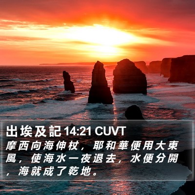 出 埃 及 記 14:21 CUVT Bible Verse Image