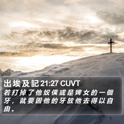 出 埃 及 記 21:27 CUVT Bible Verse Image