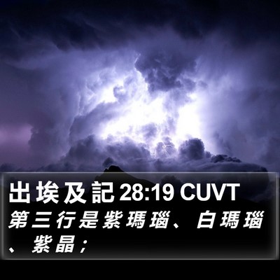 出 埃 及 記 28:19 CUVT Bible Verse Image
