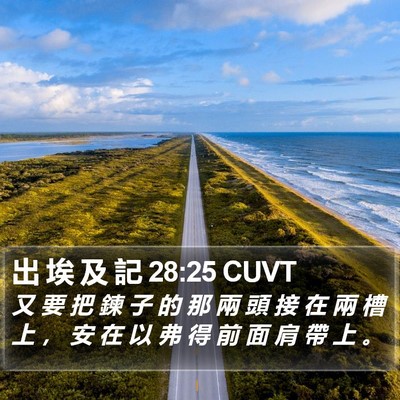 出 埃 及 記 28:25 CUVT Bible Verse Image