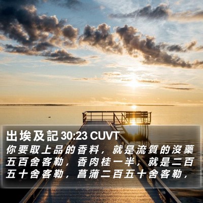 出 埃 及 記 30:23 CUVT Bible Verse Image