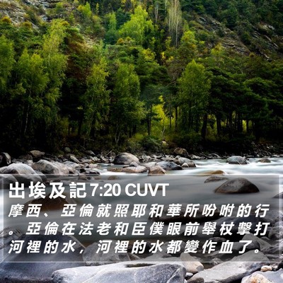 出 埃 及 記 7:20 CUVT Bible Verse Image