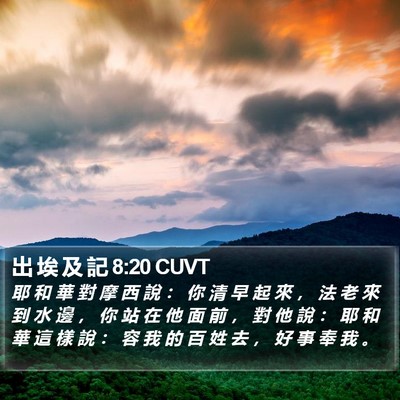 出 埃 及 記 8:20 CUVT Bible Verse Image