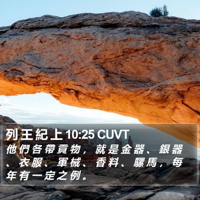 列 王 紀 上 10:25 CUVT Bible Verse Image