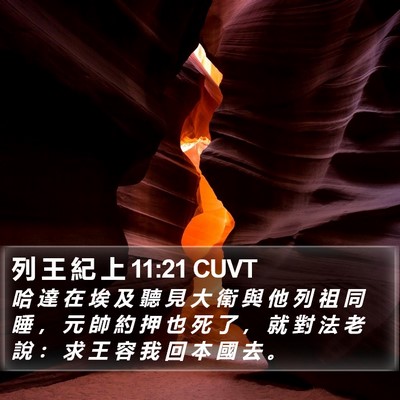 列 王 紀 上 11:21 CUVT Bible Verse Image