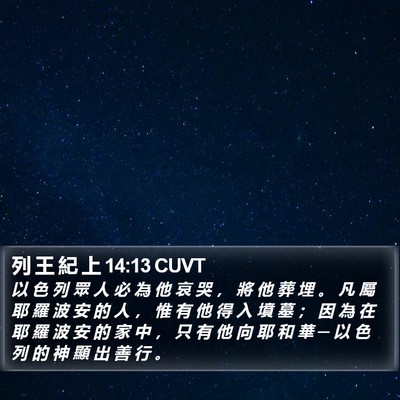 列 王 紀 上 14:13 CUVT Bible Verse Image