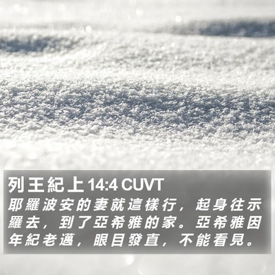 列 王 紀 上 14:4 CUVT Bible Verse Image