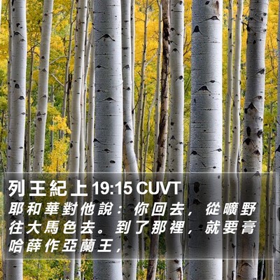 列 王 紀 上 19:15 CUVT Bible Verse Image