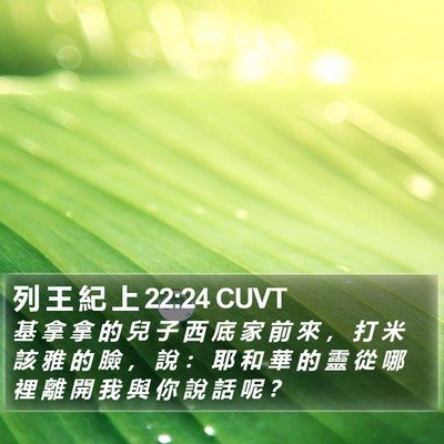 列 王 紀 上 22:24 CUVT Bible Verse Image