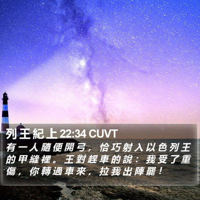 列 王 紀 上 22:34 CUVT Bible Verse Image