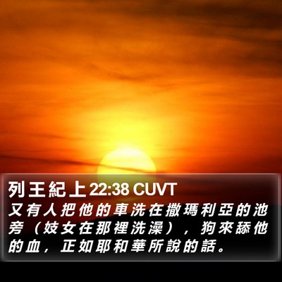 列 王 紀 上 22:38 CUVT Bible Verse Image