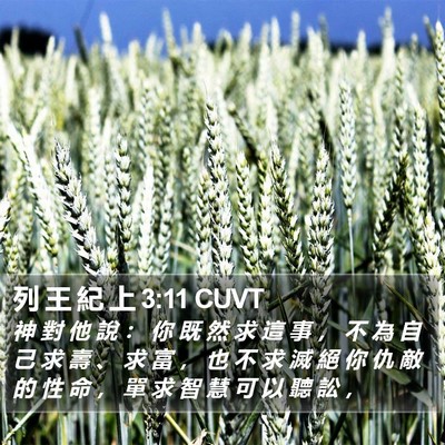 列 王 紀 上 3:11 CUVT Bible Verse Image