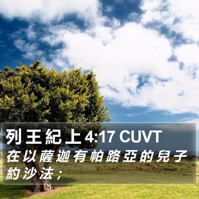 列 王 紀 上 4:17 CUVT Bible Verse Image