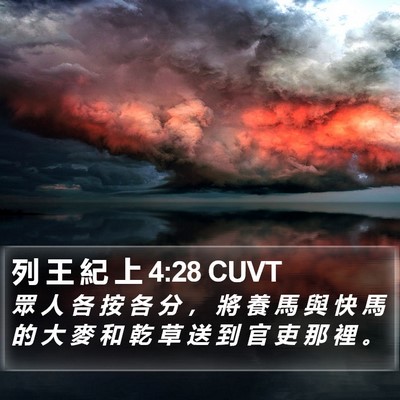列 王 紀 上 4:28 CUVT Bible Verse Image