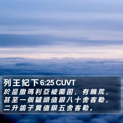 列 王 紀 下 6:25 CUVT Bible Verse Image