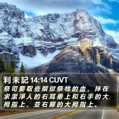 利 未 記 14:14 CUVT Bible Verse Image