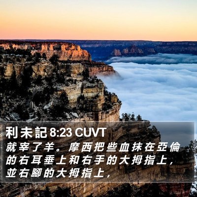 利 未 記 8:23 CUVT Bible Verse Image