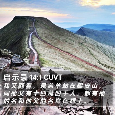 启 示 录 14:1 CUVT Bible Verse Image