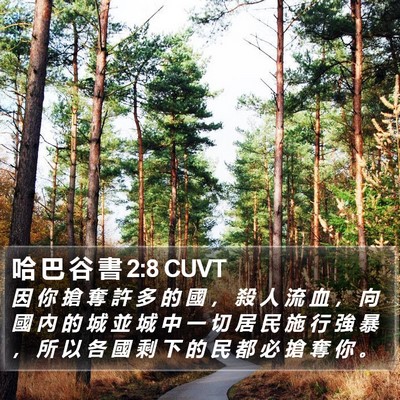 哈 巴 谷 書 2:8 CUVT Bible Verse Image