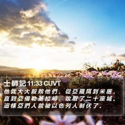 士 師 記 11:33 CUVT Bible Verse Image