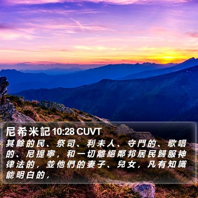 尼 希 米 記 10:28 CUVT Bible Verse Image