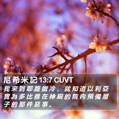 尼 希 米 記 13:7 CUVT Bible Verse Image