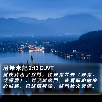 尼 希 米 記 2:13 CUVT Bible Verse Image