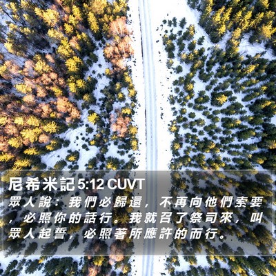 尼 希 米 記 5:12 CUVT Bible Verse Image
