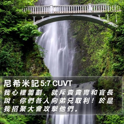 尼 希 米 記 5:7 CUVT Bible Verse Image