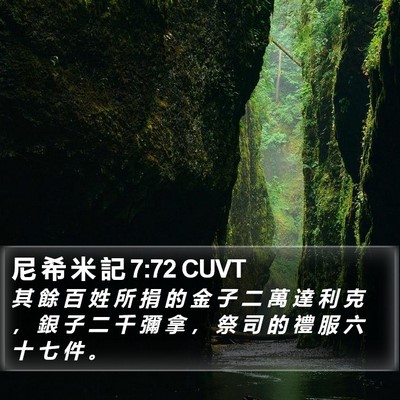 尼 希 米 記 7:72 CUVT Bible Verse Image