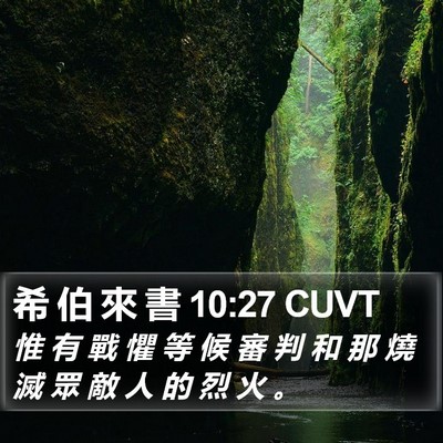 希 伯 來 書 10:27 CUVT Bible Verse Image
