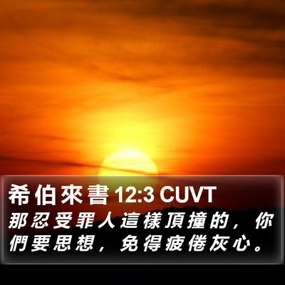 希 伯 來 書 12:3 CUVT Bible Verse Image