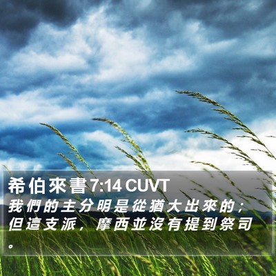 希 伯 來 書 7:14 CUVT Bible Verse Image