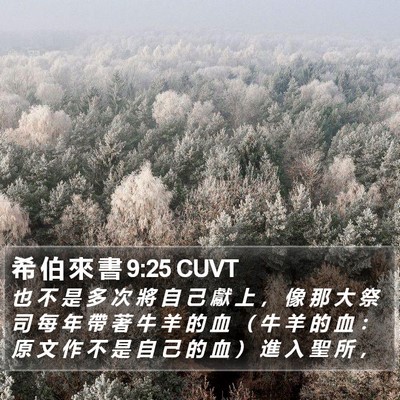 希 伯 來 書 9:25 CUVT Bible Verse Image