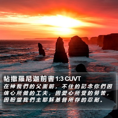 帖 撒 羅 尼 迦 前 書 1:3 CUVT Bible Verse Image
