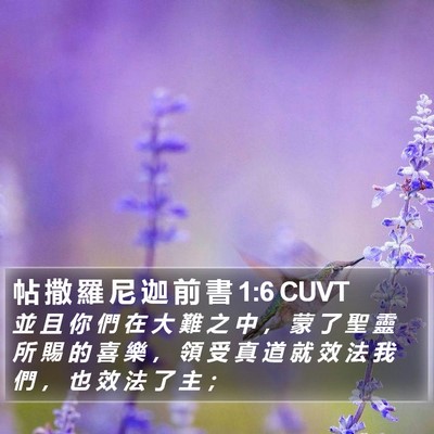 帖 撒 羅 尼 迦 前 書 1:6 CUVT Bible Verse Image