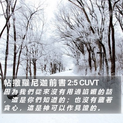 帖 撒 羅 尼 迦 前 書 2:5 CUVT Bible Verse Image