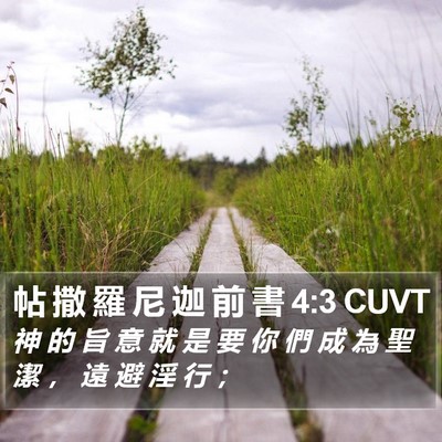 帖 撒 羅 尼 迦 前 書 4:3 CUVT Bible Verse Image