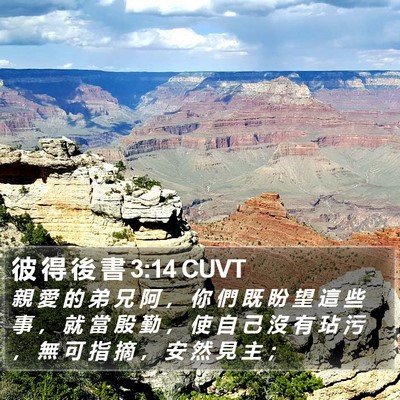 彼 得 後 書 3:14 CUVT Bible Verse Image