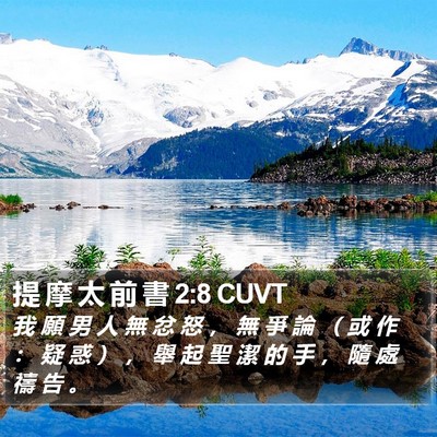 提 摩 太 前 書 2:8 CUVT Bible Verse Image
