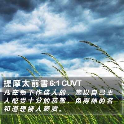 提 摩 太 前 書 6:1 CUVT Bible Verse Image