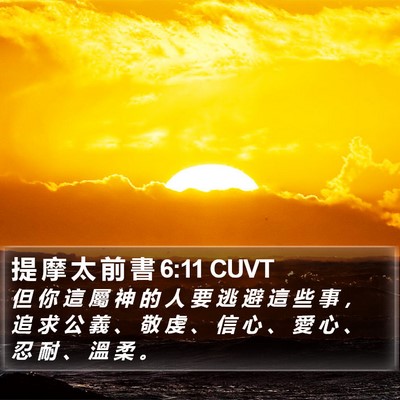提 摩 太 前 書 6:11 CUVT Bible Verse Image