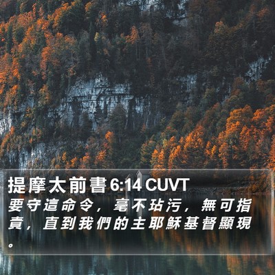 提 摩 太 前 書 6:14 CUVT Bible Verse Image