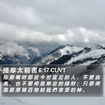 提 摩 太 前 書 6:17 CUVT Bible Verse Image