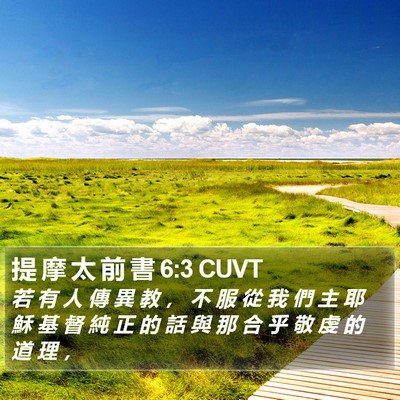 提 摩 太 前 書 6:3 CUVT Bible Verse Image