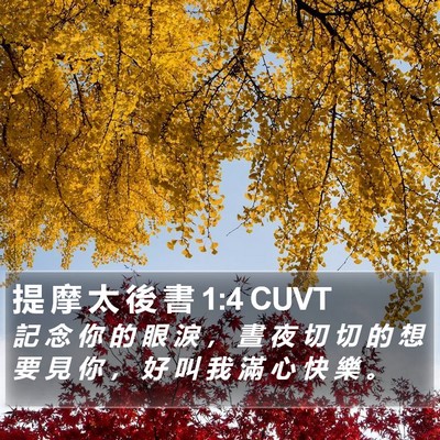 提 摩 太 後 書 1:4 CUVT Bible Verse Image