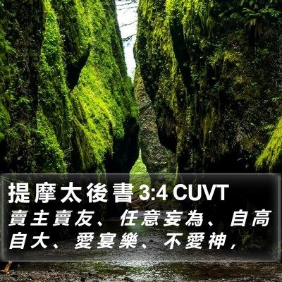 提 摩 太 後 書 3:4 CUVT Bible Verse Image