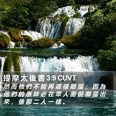 提 摩 太 後 書 3:9 CUVT Bible Verse Image